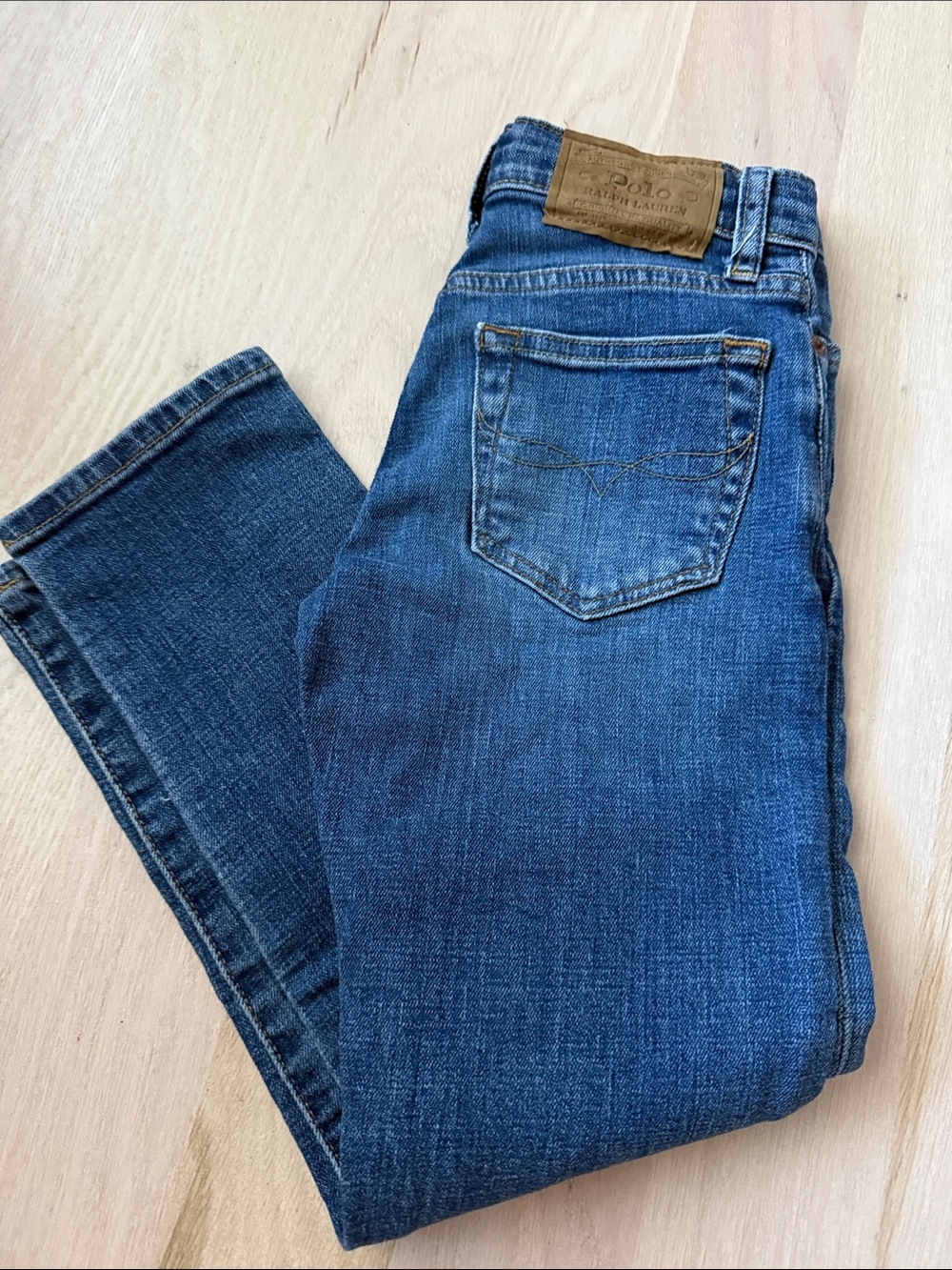 Polo by Ralph Lauren Kids Blue Denim Jeans with Leather Patch